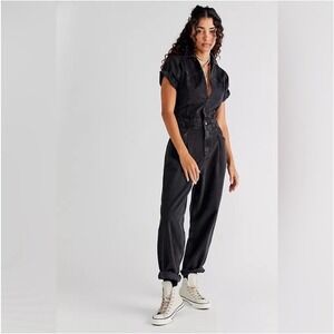 We the Free Marla Denim Jumpsuit black XS cotton gorpcore utilitarian casual